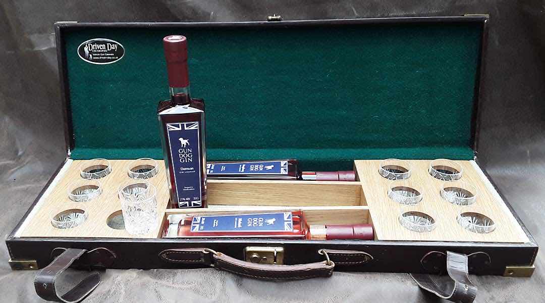 Yardarm-1080-open-full Leather gun case converted for drinks